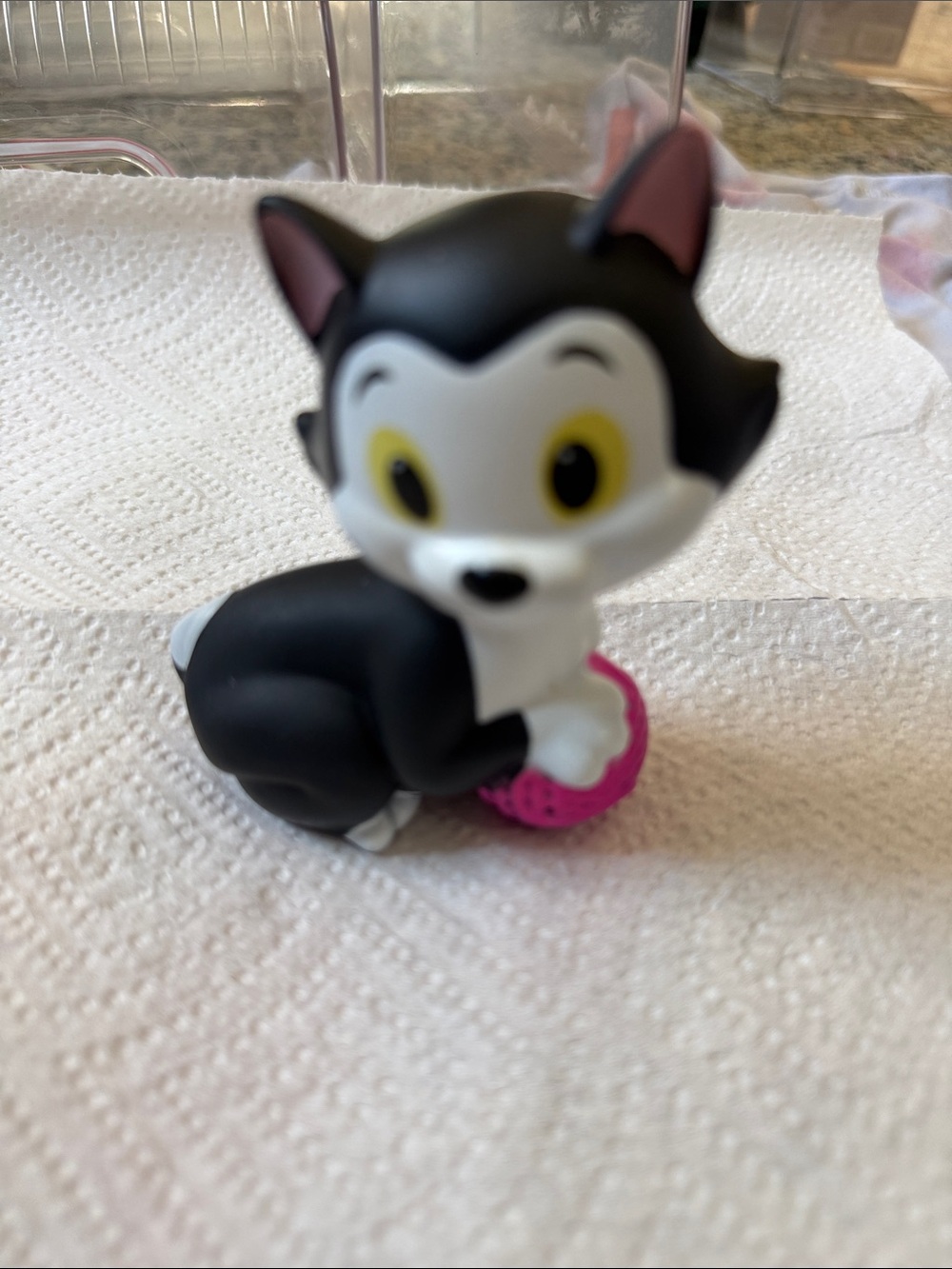 Black and White Cat Chew Toy for Small Pets - Pink Ball